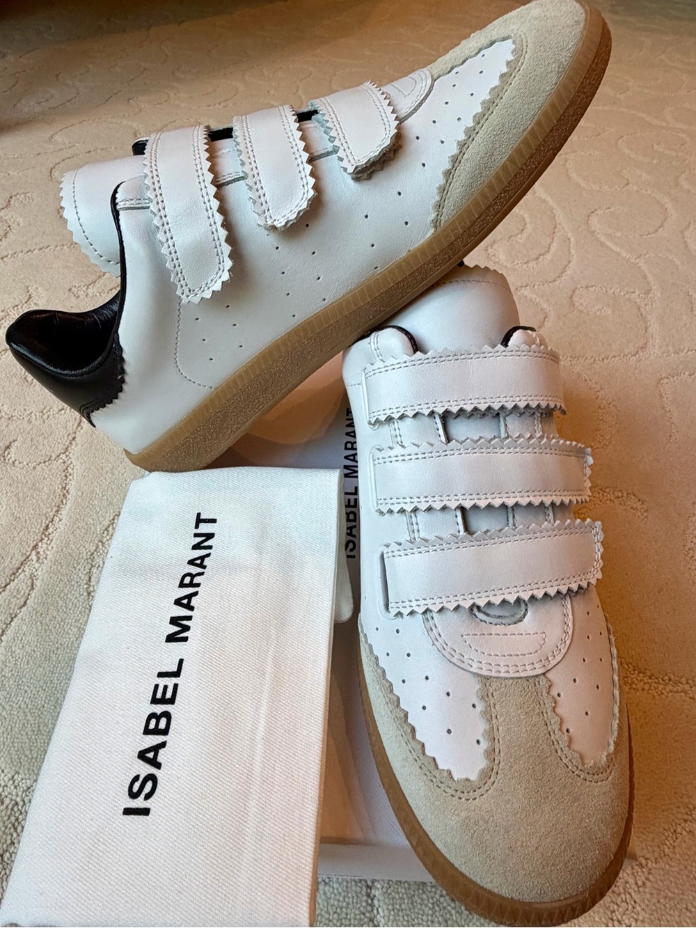 NIB Isabel Marant Beth Sneakers Womens 39 US 8.5-9. White Leather Gum Sole Shoes